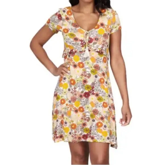 *5/$20 or 3/$15 Vintage 70s Retro Inspired Floral NWOT Empire Waist V-Neck Dress - Picture 2 of 9